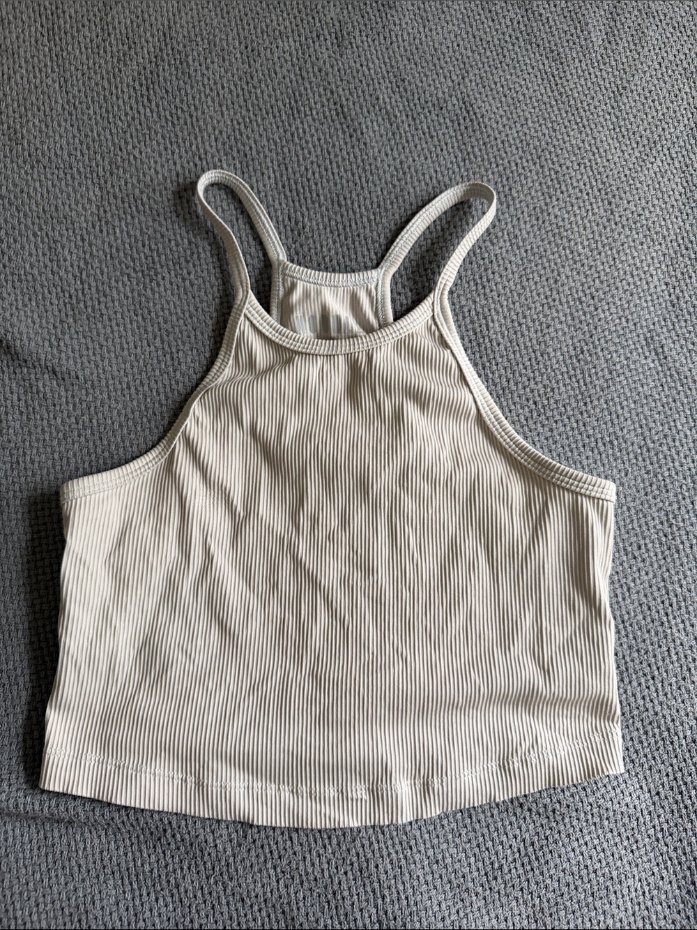 NOBULL Ribbed High Neck Cropped Tank - Beige